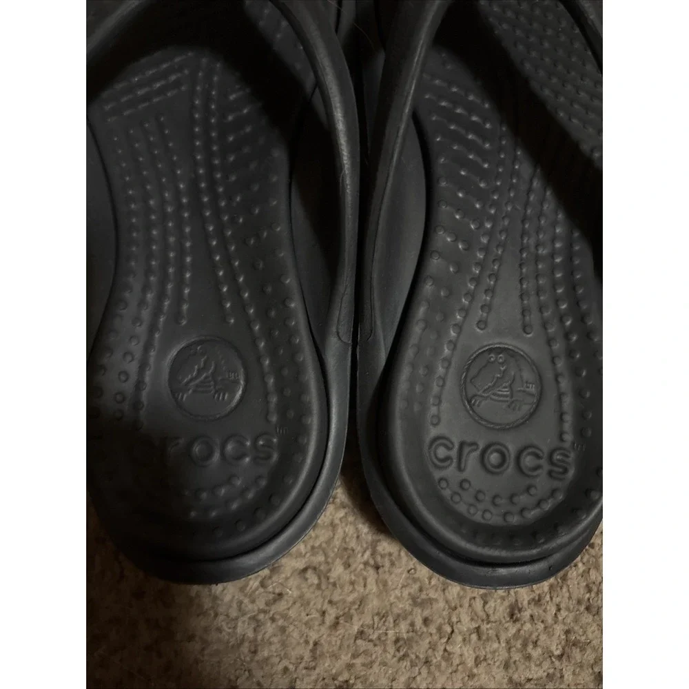 Crocs Athens Flip Flops Black Crosslite Women's 12 Men's 10 Comfort Sandals